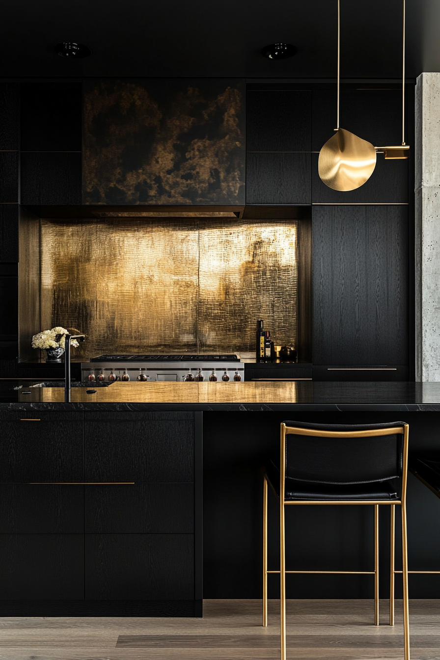 2. Bold Black and Gold (Black Kitchen Ideas) - Black Kitchen Ideas