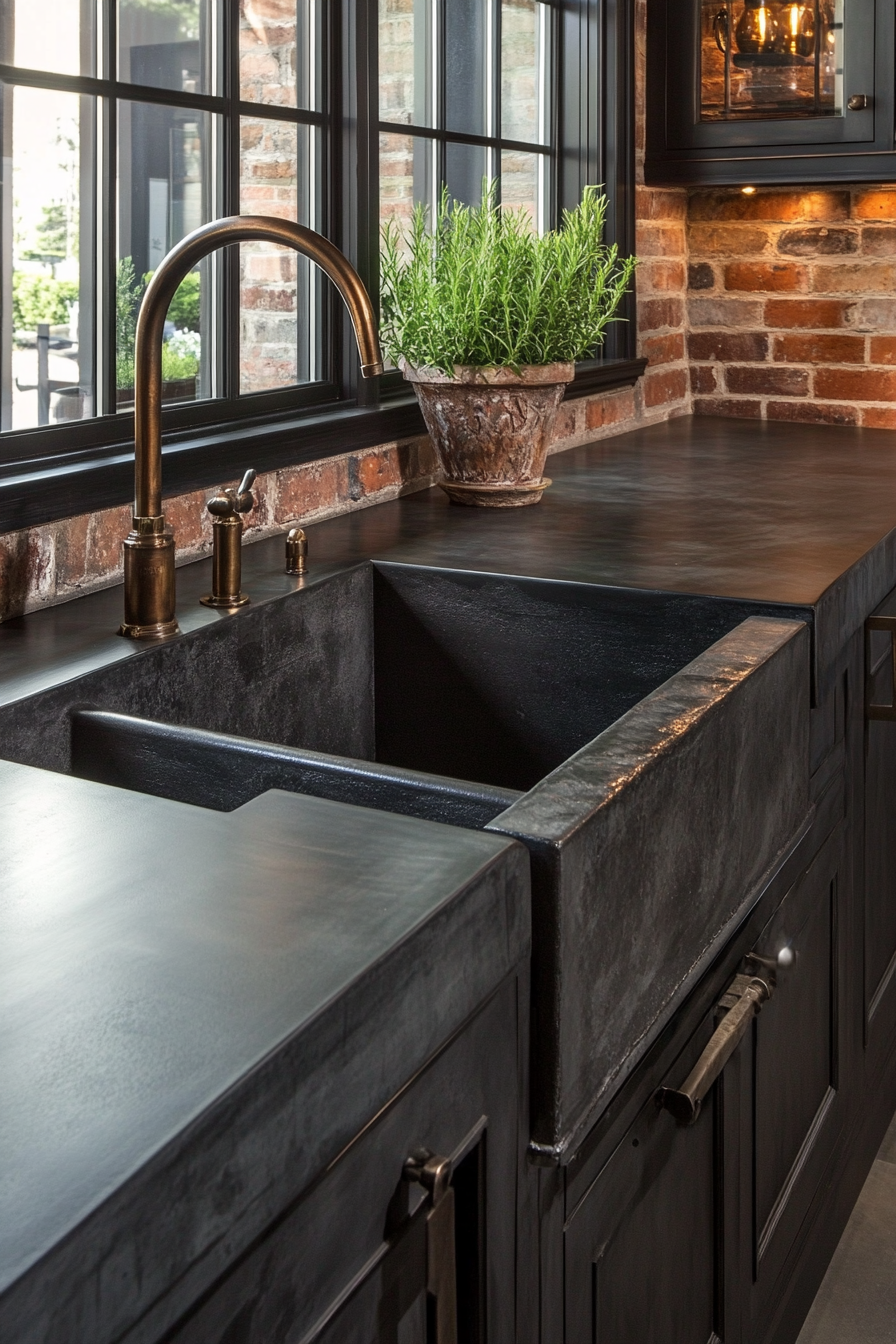 11. Urban Industrial Chic (Black Kitchen Ideas) - Black Kitchen Ideas