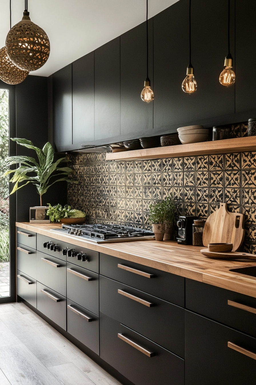 12. Mid-Century Modern Touch (Black Kitchen Ideas) - Black Kitchen Ideas