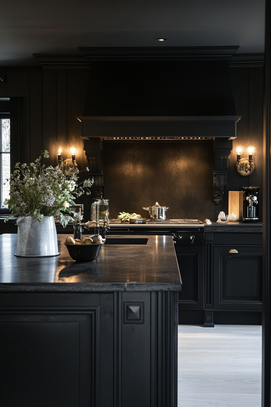 13. Dark and Moody Luxury (Black Kitchen Ideas) - Black Kitchen Ideas