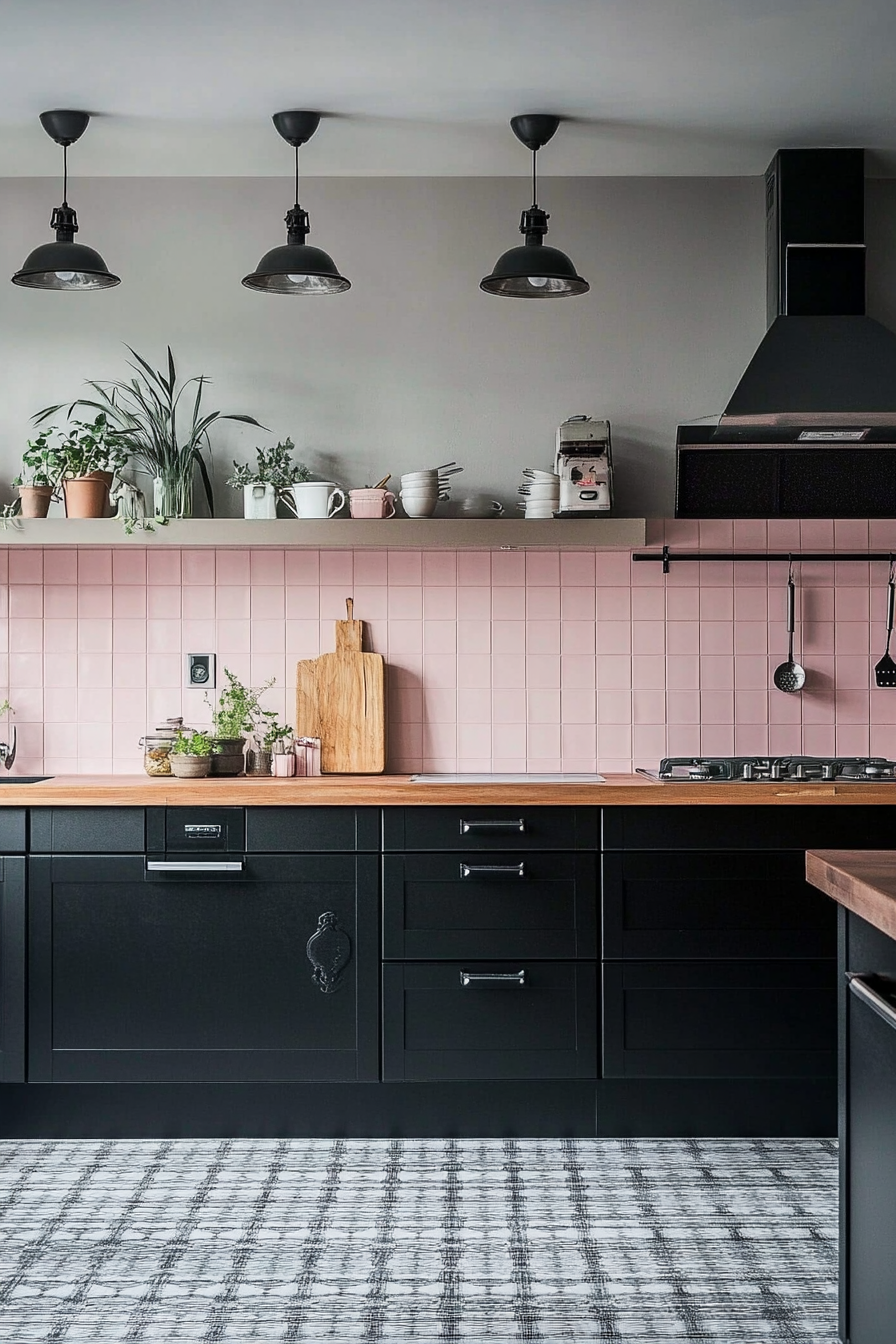 18. Soft Black and Pastels (Black Kitchen Ideas) - Black Kitchen Ideas