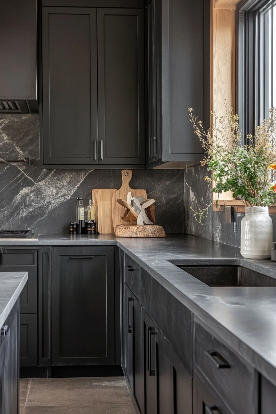 20. Classic Black and Gray (Black Kitchen Ideas) - Black Kitchen Ideas