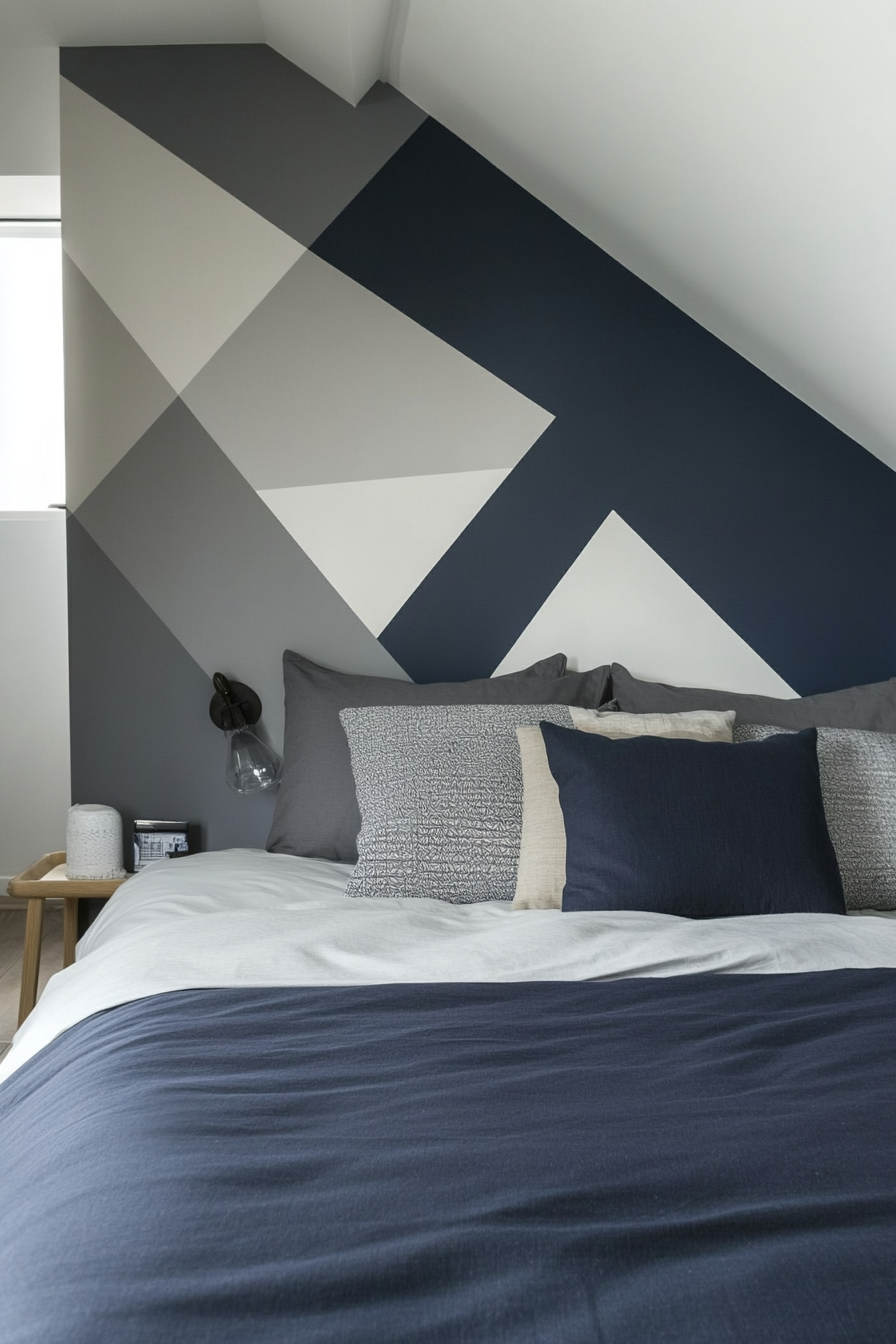 22. Geometric Focus (Navy Blue And Gray Bedroom Ideas) - Navy Blue And Gray Bedroom Ideas