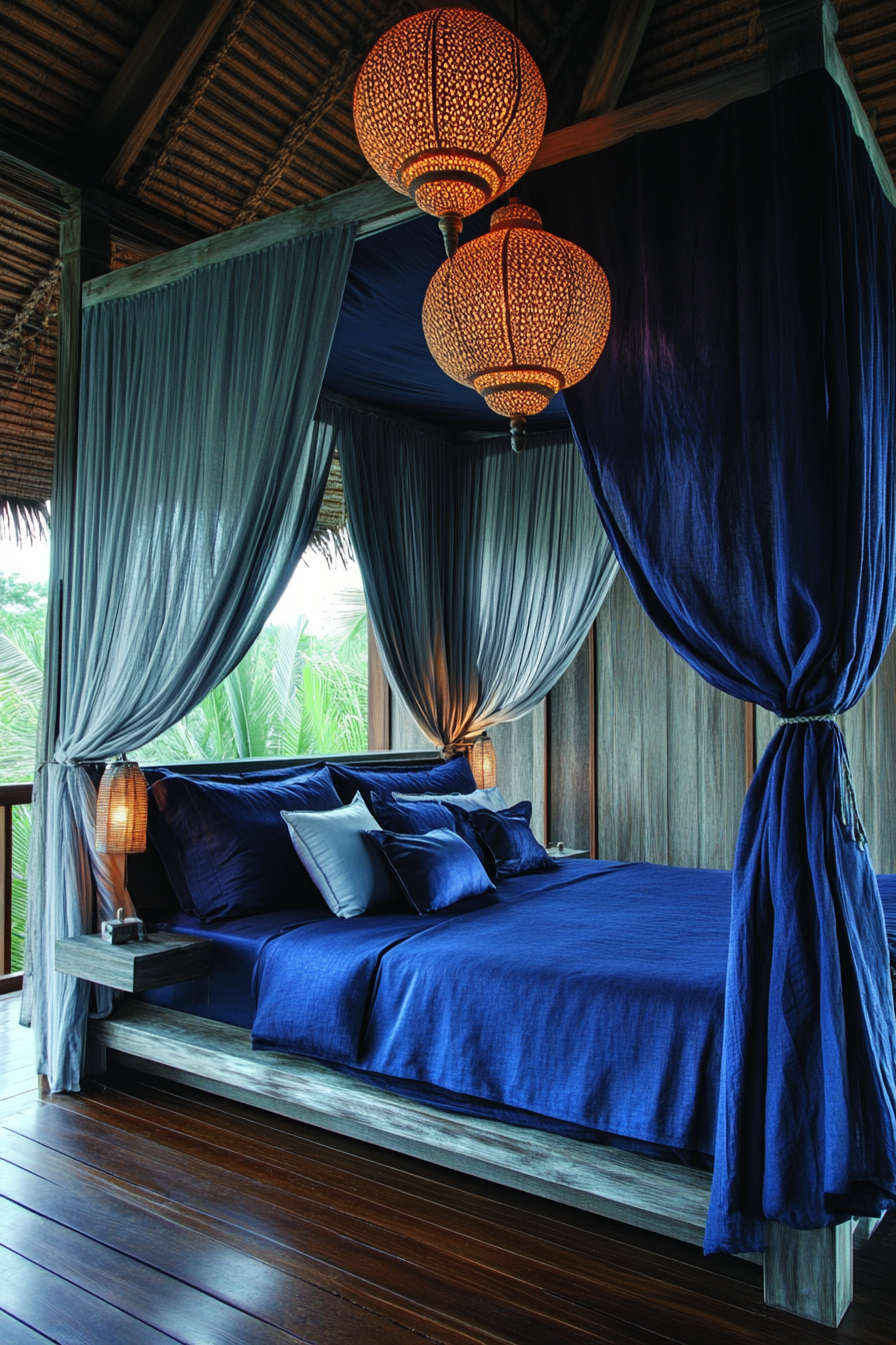 25. Romantic Escape (Navy Blue And Gray Bedroom Ideas) - Navy Blue And Gray Bedroom Ideas