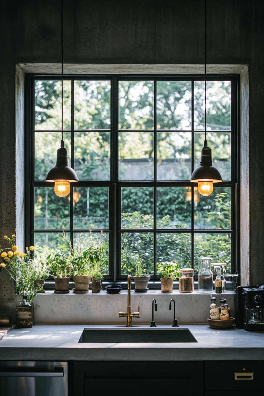 25. Industrial Loft Window with Exposed Rivets (Kitchen Window Ideas) - Kitchen Window Ideas
