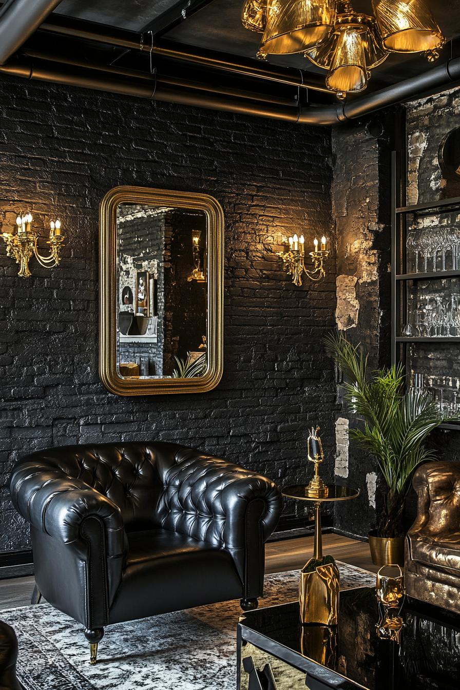 3. Industrial Glam (Black And Gold Living Room Ideas) - Black And Gold Living Room Ideas