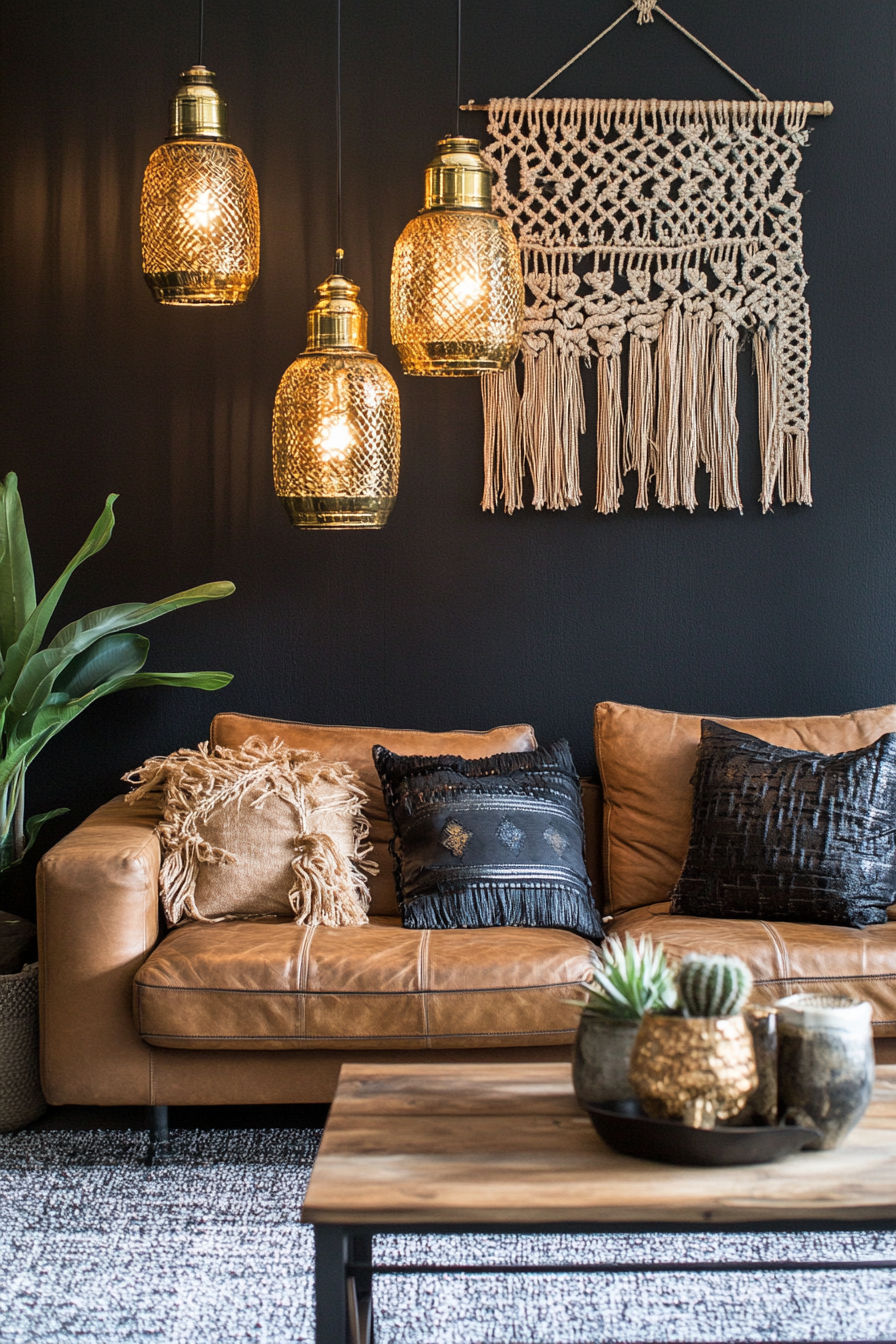 6. Bohemian Chic (Black And Gold Living Room Ideas) - Black And Gold Living Room Ideas