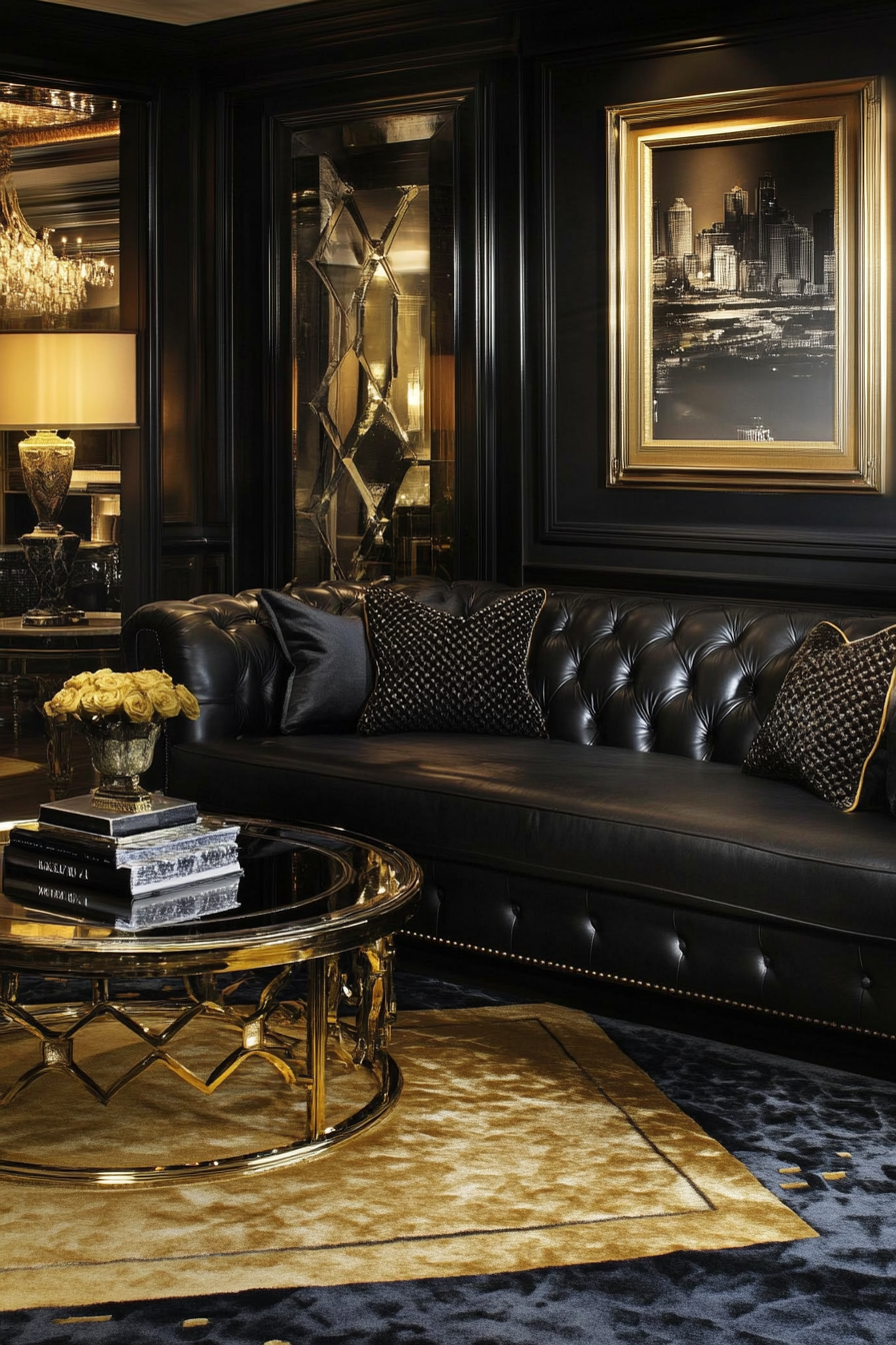 16. Hollywood Regency (Black And Gold Living Room Ideas) - Black And Gold Living Room Ideas