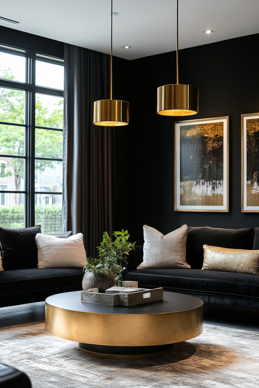 18. Contemporary Luxe (Black And Gold Living Room Ideas) - Black And Gold Living Room Ideas