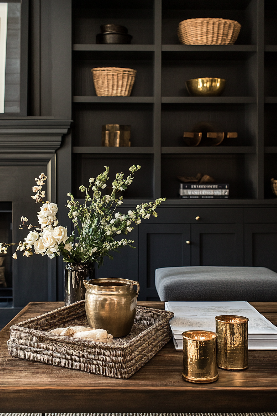 19. Rustic Elegance (Black And Gold Living Room Ideas) - Black And Gold Living Room Ideas