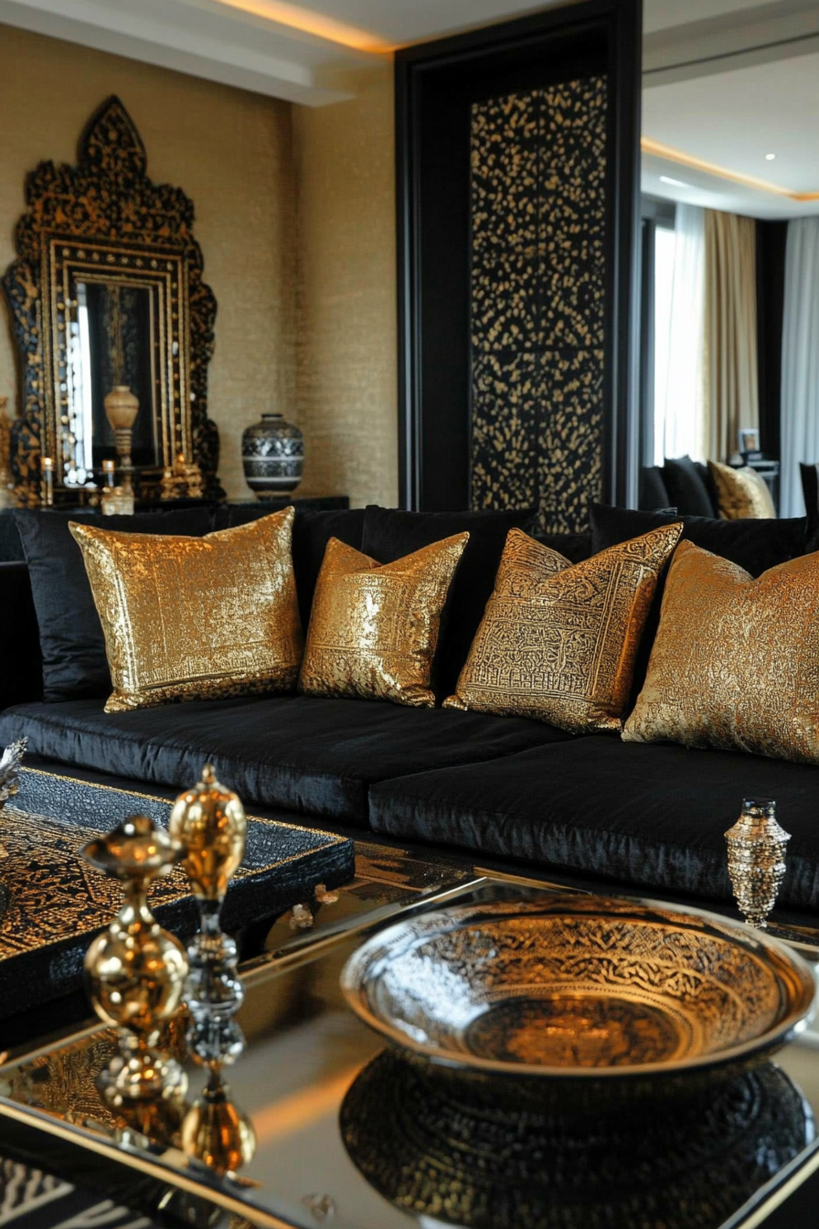 21. Global Fusion (Black And Gold Living Room Ideas) - Black And Gold Living Room Ideas