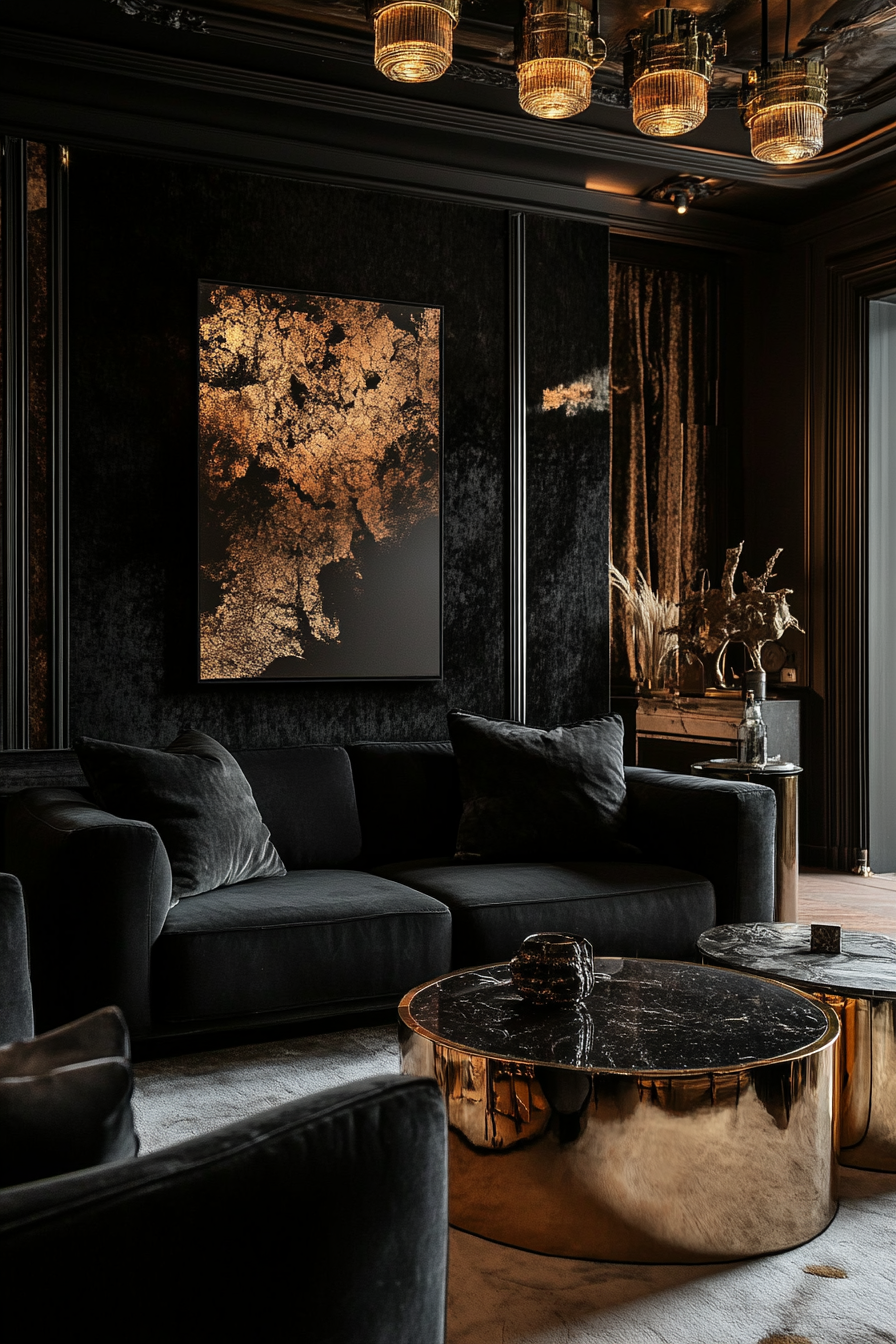 26. Light and Shadow Balance (Black And Gold Living Room Ideas) - Black And Gold Living Room Ideas