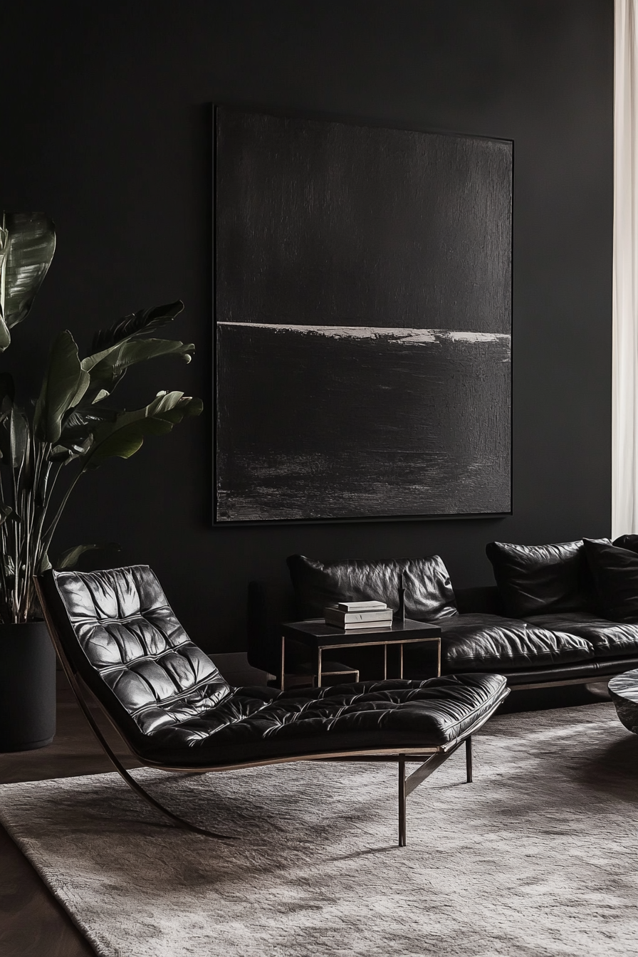 1. Modern Monochrome Elegance (Black Living Room Ideas) - Black Living Room Ideas