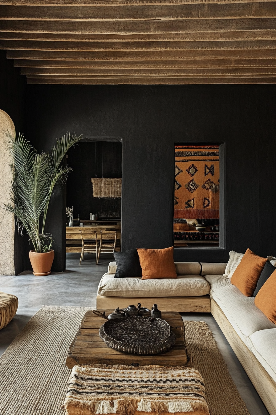 4. Earthy Black Tones (Black Living Room Ideas) - Black Living Room Ideas