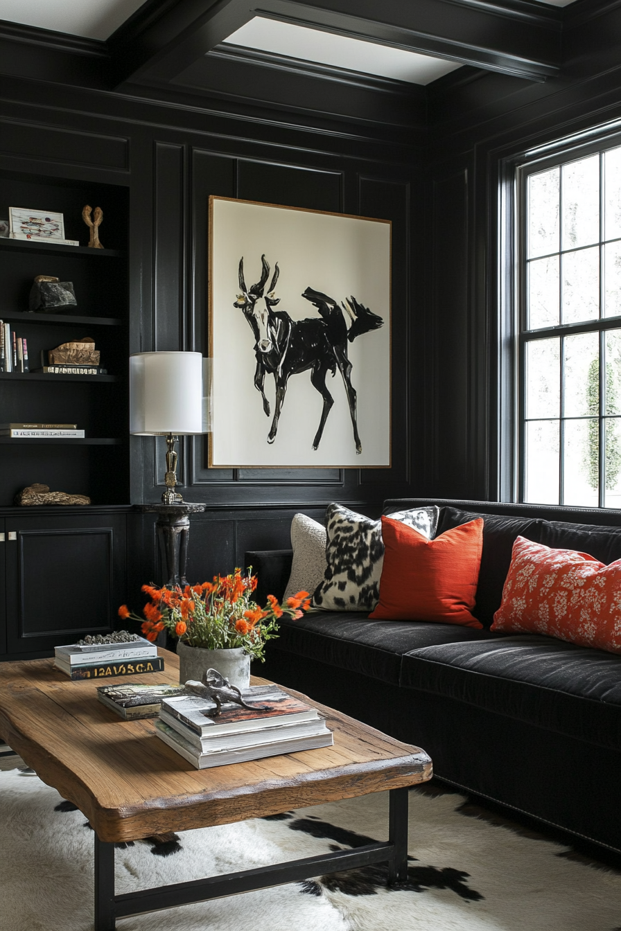20. Family-Friendly Black (Black Living Room Ideas) - Black Living Room Ideas