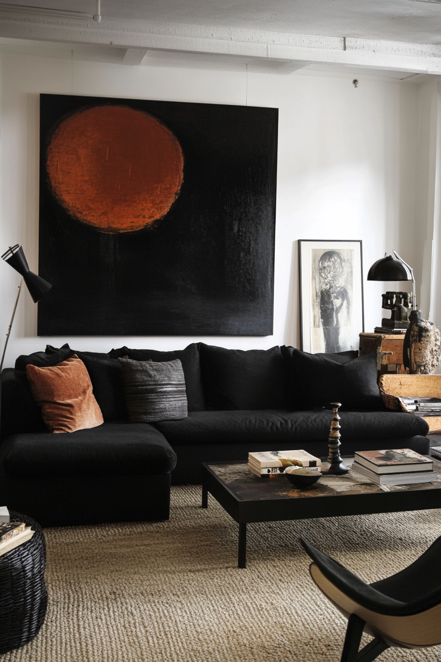 27. Monumental Simplicity (Black Living Room Ideas) - Black Living Room Ideas