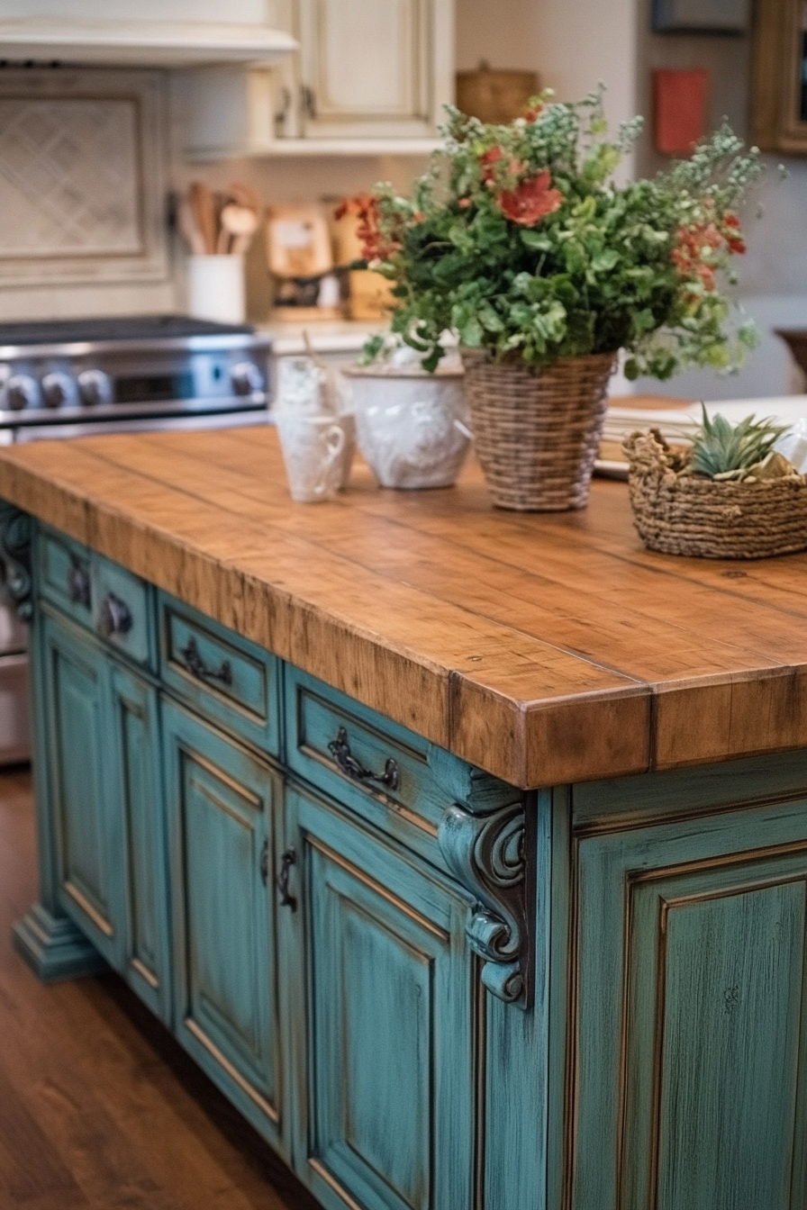15. Earthy Terra-Cotta Touch (Rustic Kitchen Island Ideas) - Rustic Kitchen Island Ideas