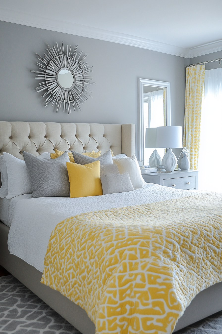 7. Gray Horizon with Sunshine Accents (Yellow And Gray Bedroom Ideas) - Yellow And Gray Bedroom Ideas