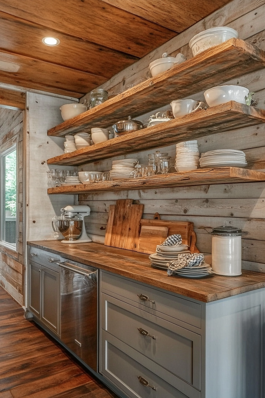 5. Open Shelving Display (Farmhouse Kitchen Ideas) - Farmhouse Kitchen Ideas