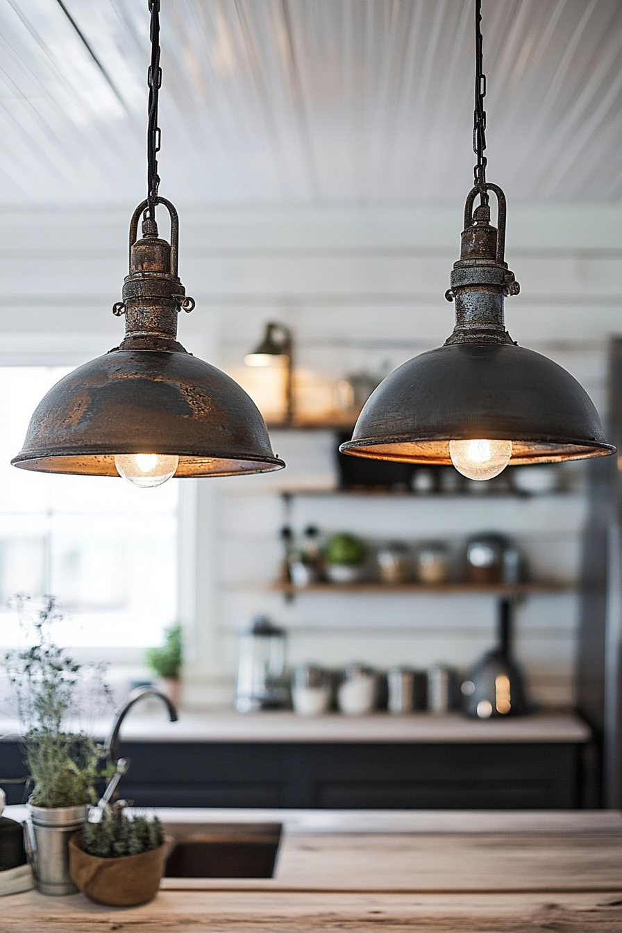 8. Vintage Lighting Fixtures (Farmhouse Kitchen Ideas) - Farmhouse Kitchen Ideas