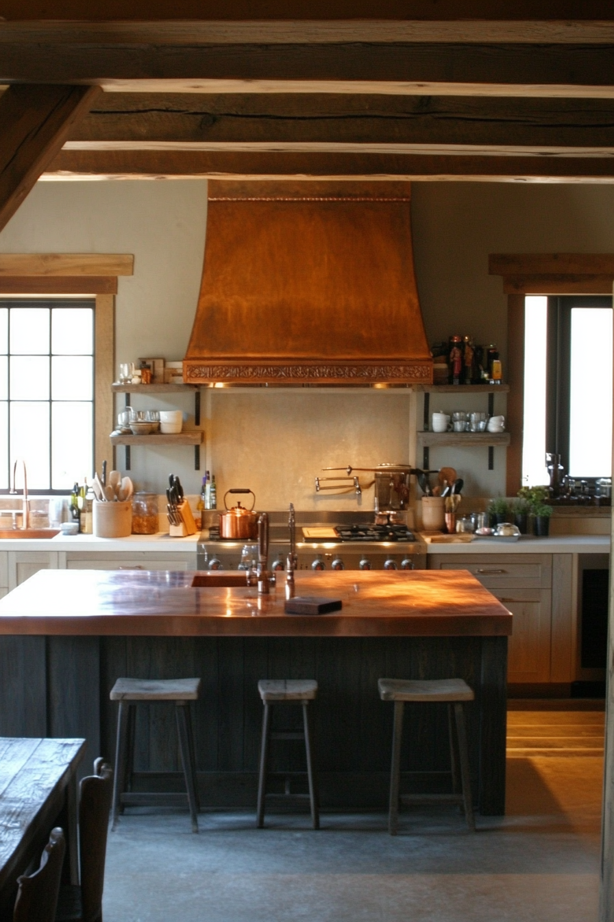 14. Copper Accents (Farmhouse Kitchen Ideas) - Farmhouse Kitchen Ideas