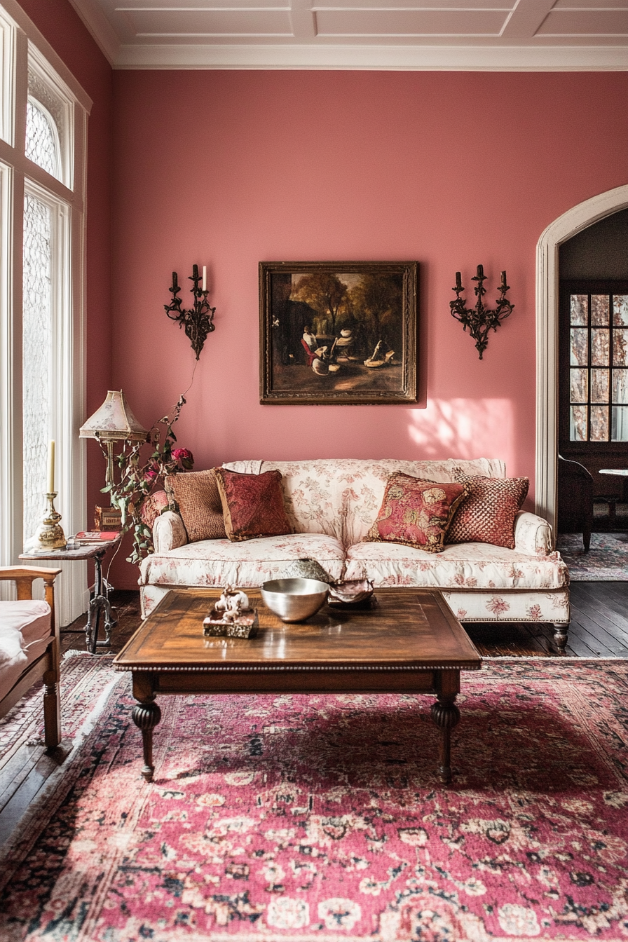 23. Antique Rose Heritage Look (Pink Living Room Ideas) - Pink Living Room Ideas
