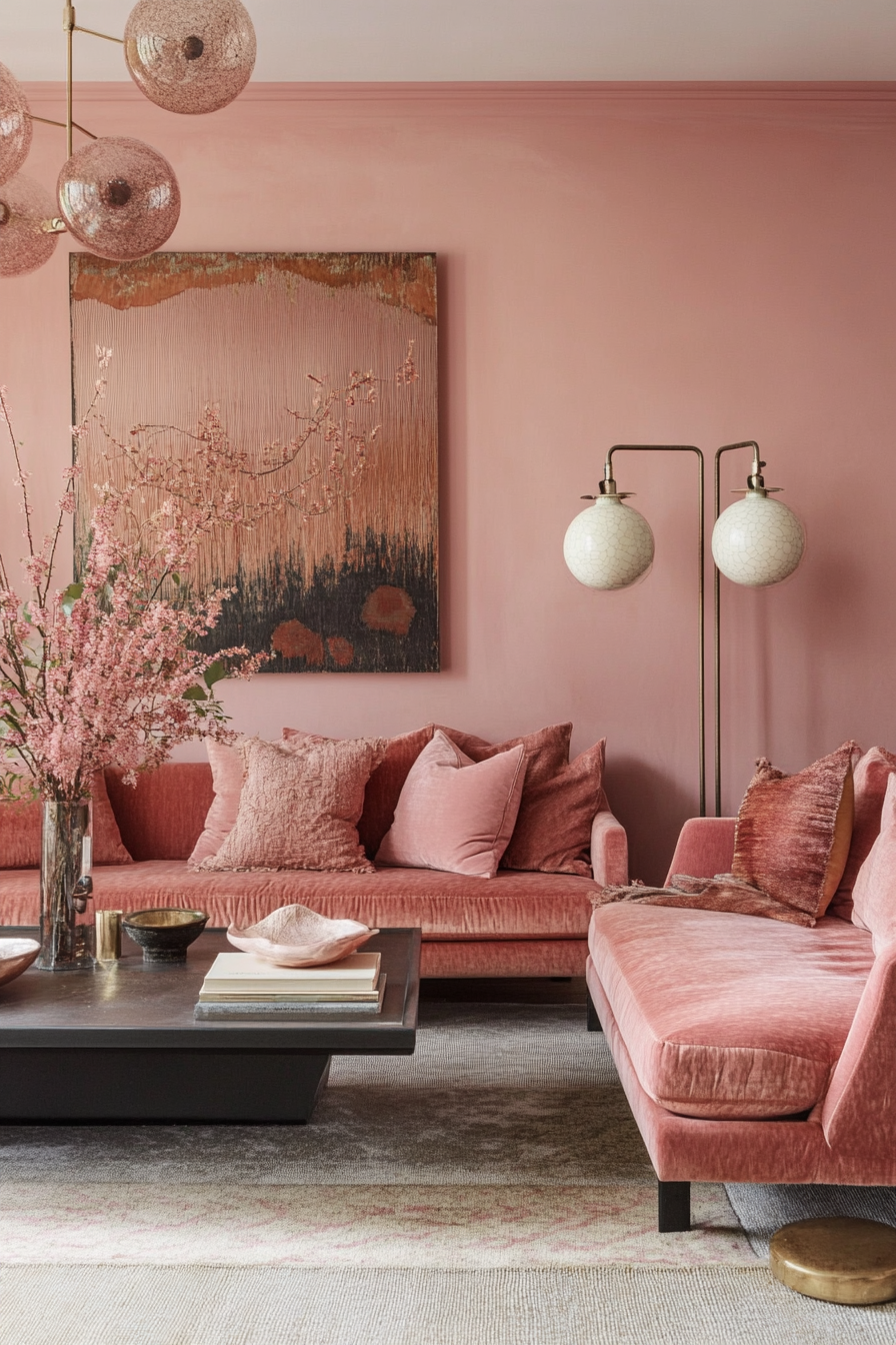 24. Muted Salmon Chic (Pink Living Room Ideas) - Pink Living Room Ideas