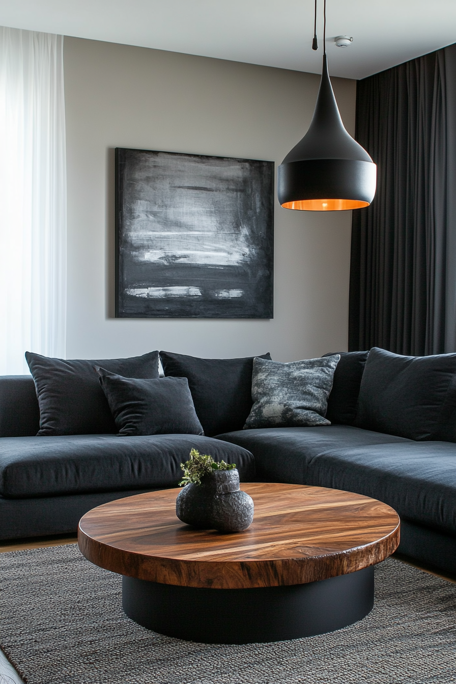 1. Modern Minimalist Retreat (Black And Brown Living Room Ideas) - Black And Brown Living Room Ideas