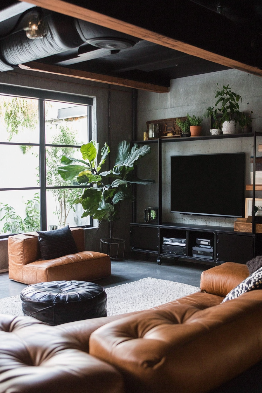 20. Industrial Chic (Black And Brown Living Room Ideas) - Black And Brown Living Room Ideas