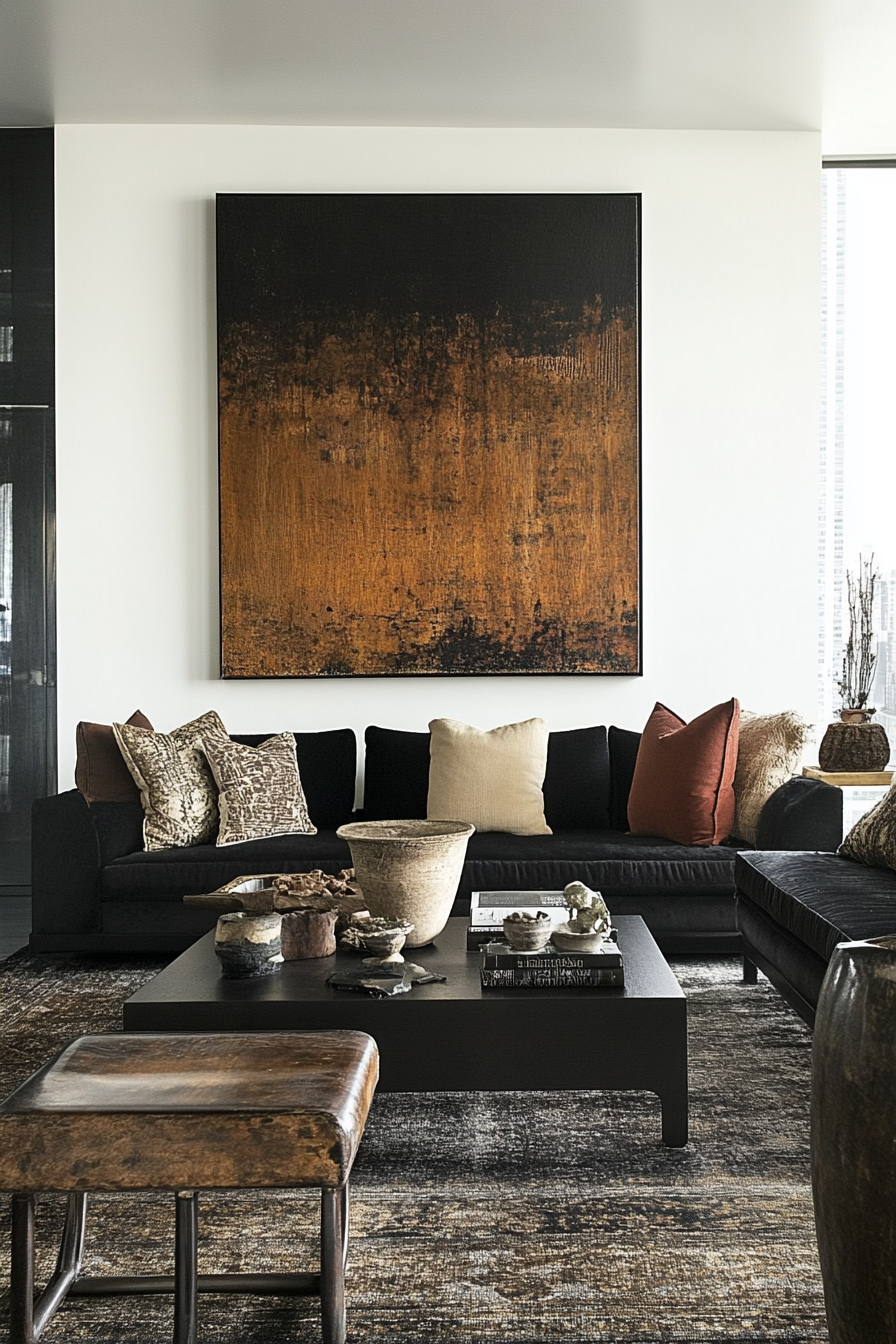 24. Artistic Flair (Black And Brown Living Room Ideas) - Black And Brown Living Room Ideas