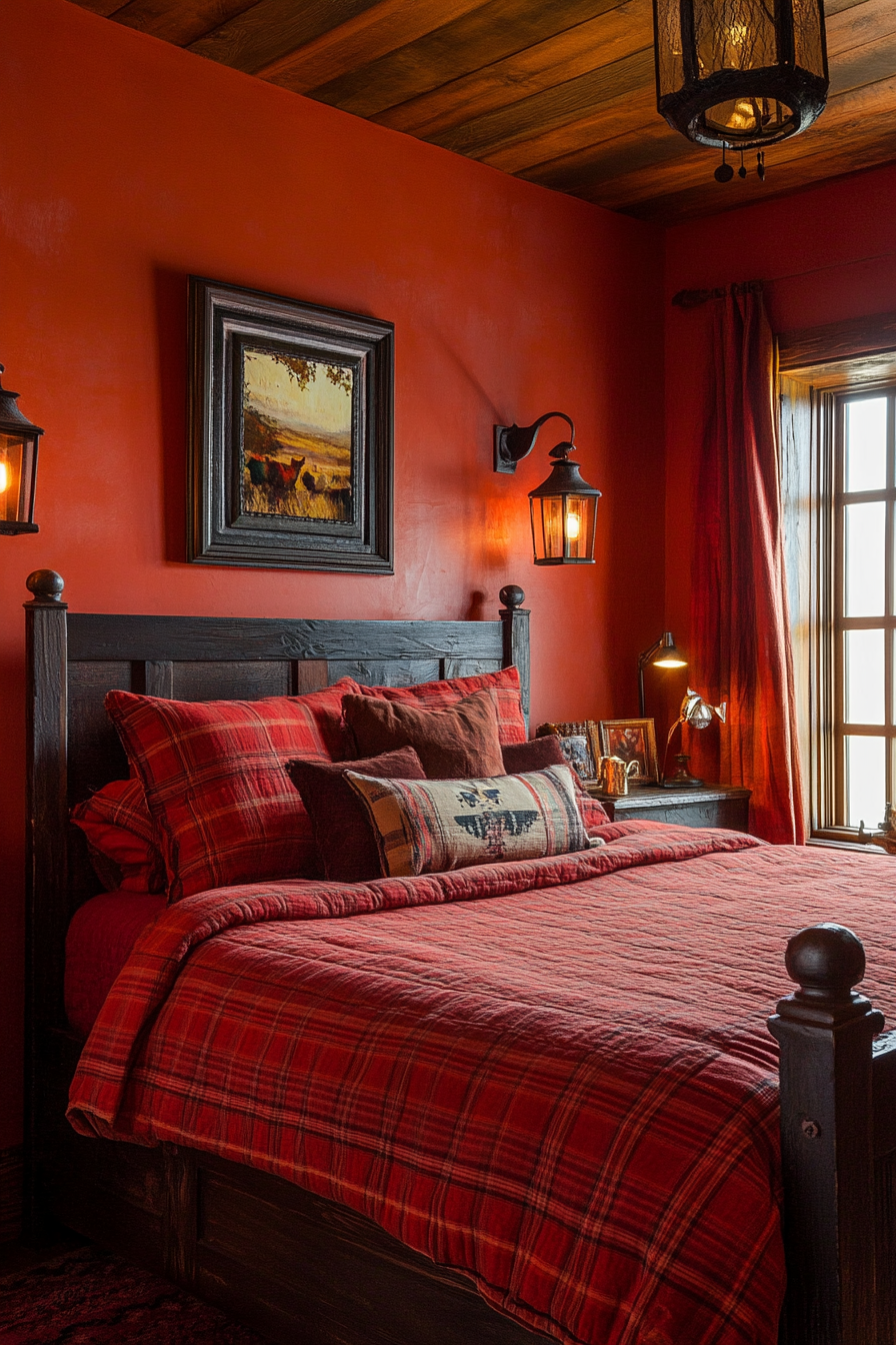 4. Rustic Red Charm (Red Bedroom Ideas) - Red Bedroom Ideas