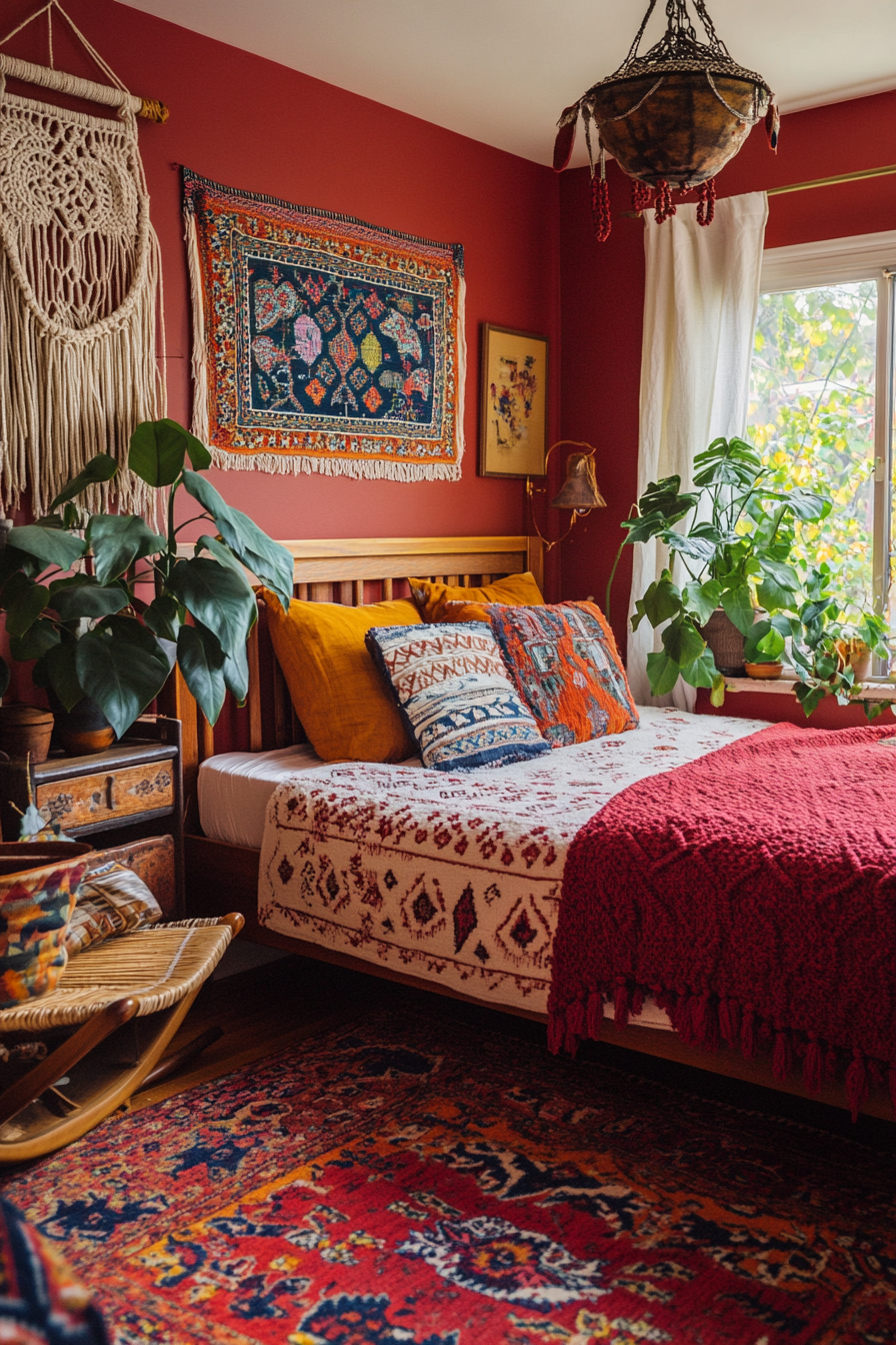 6. Bohemian Red Bliss (Red Bedroom Ideas) - Red Bedroom Ideas