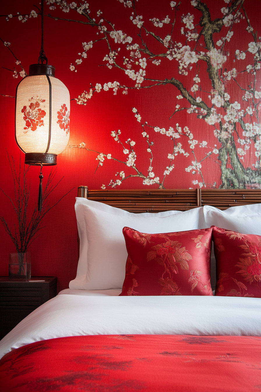 8. Cherry Blossom Escape (Red Bedroom Ideas) - Red Bedroom Ideas