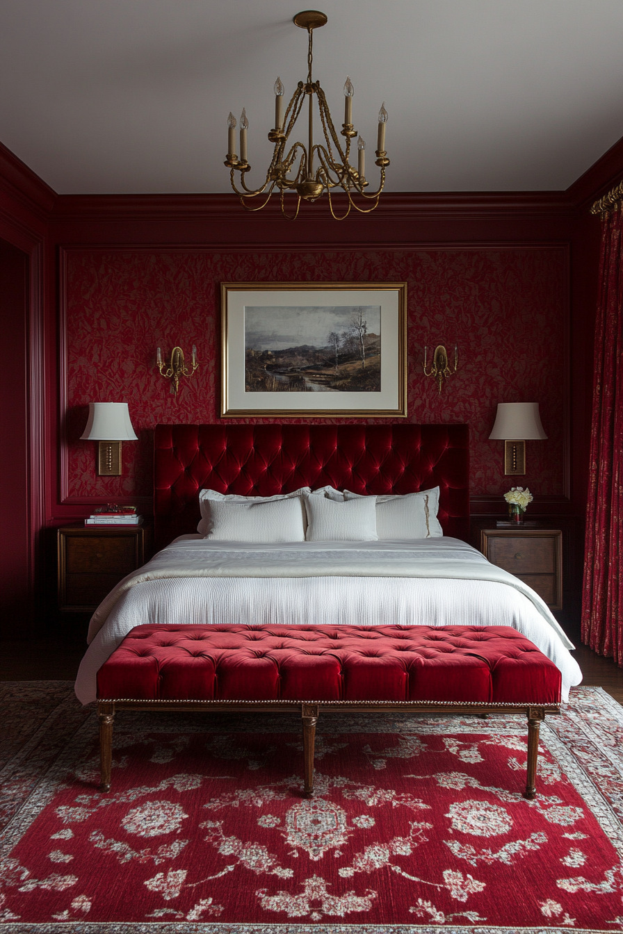 16. Velvet Crimson Majesty (Red Bedroom Ideas) - Red Bedroom Ideas
