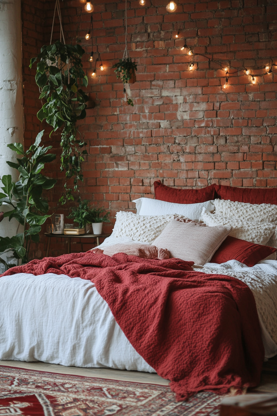 17. Brick and Scarlet Fusion (Red Bedroom Ideas) - Red Bedroom Ideas