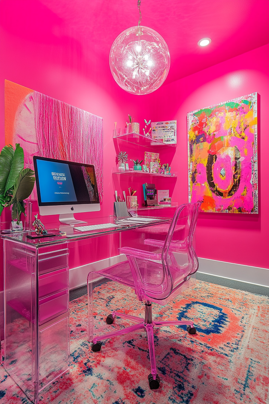 7. Bubblegum Pop Workspace (Pink Office Ideas) - Pink Office Ideas