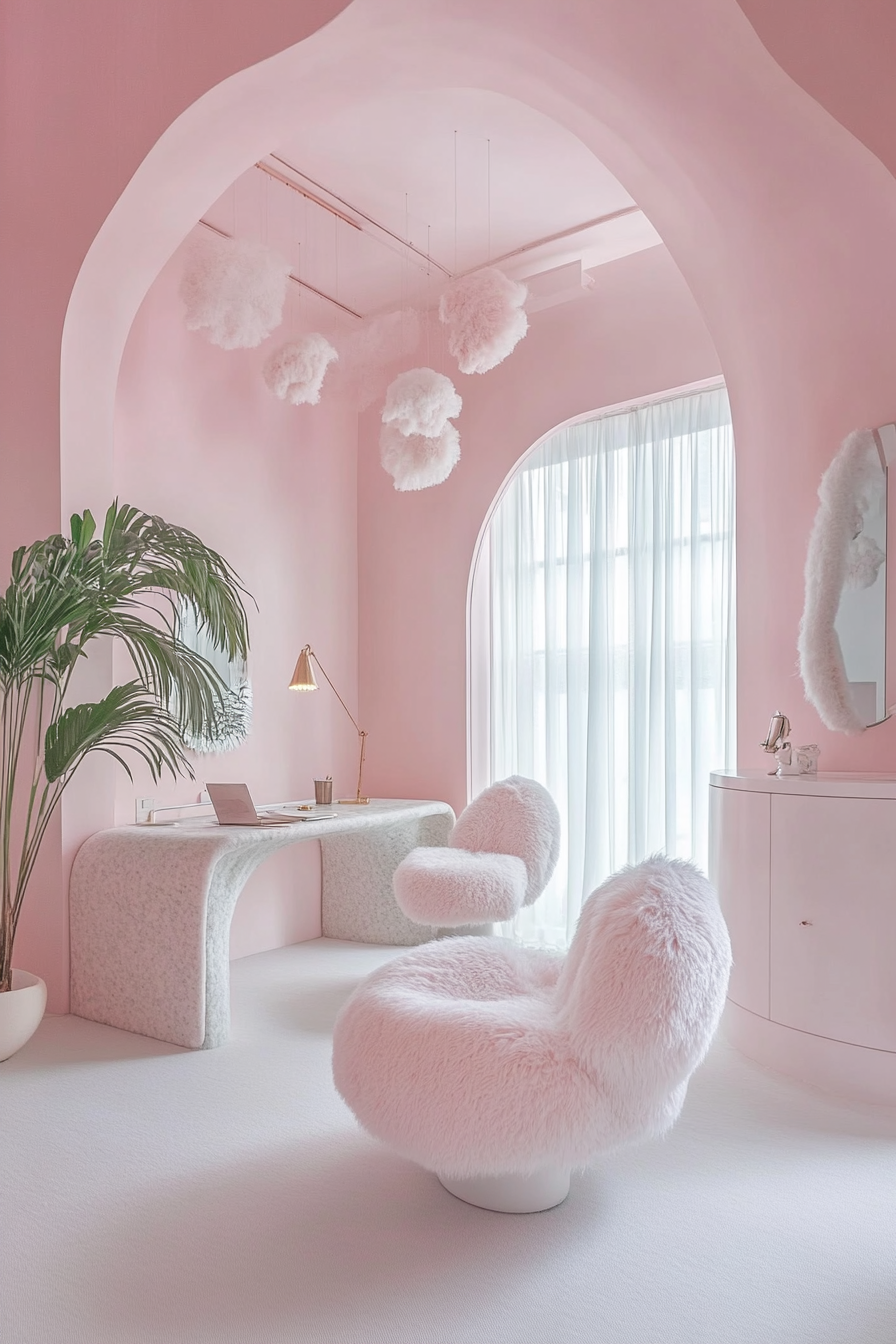 11. Cotton Candy Creative Loft (Pink Office Ideas) - Pink Office Ideas