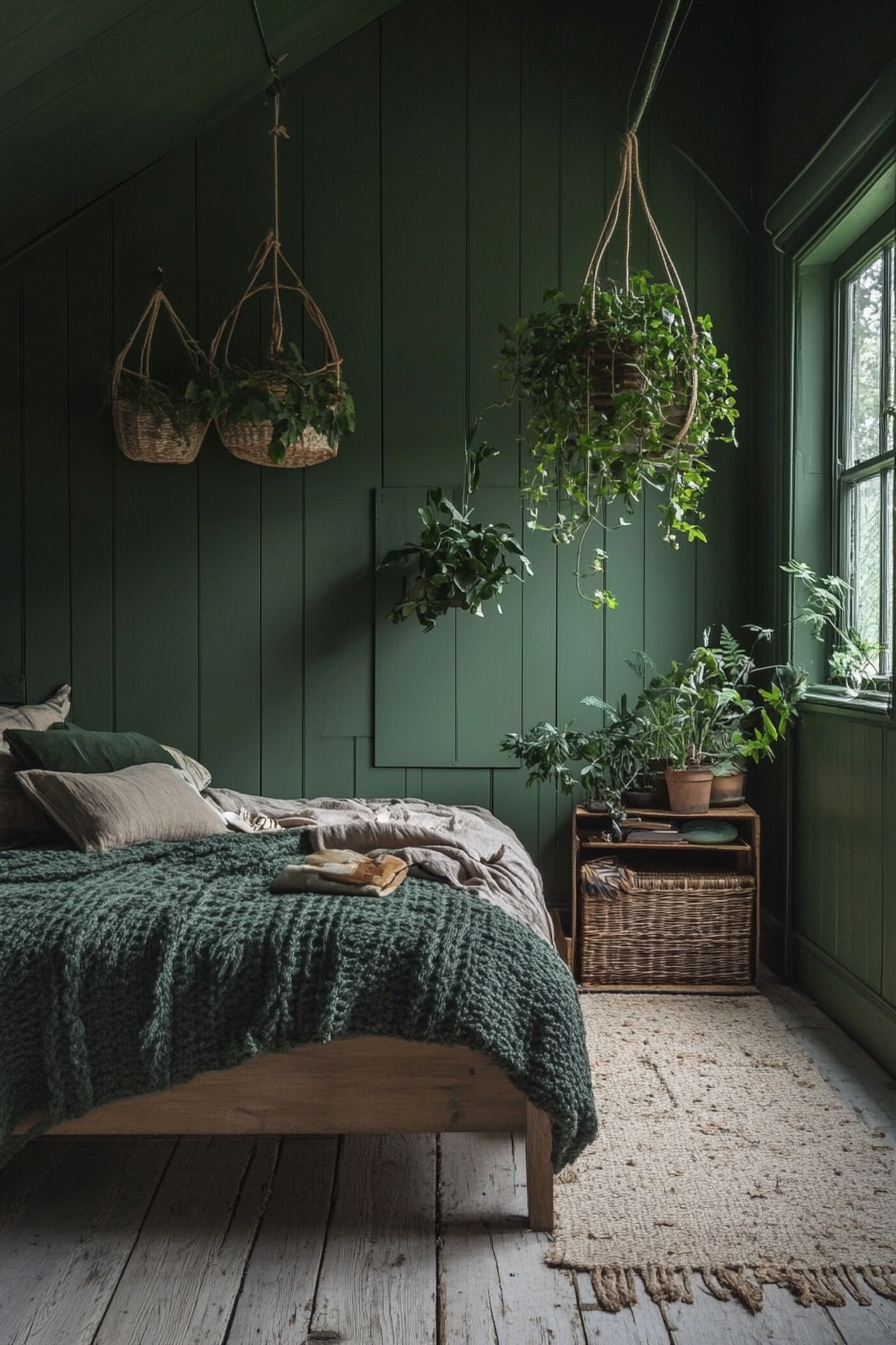 15. Botanical Green Oasis (Dark Green Bedroom Ideas) - Dark Green Bedroom Ideas