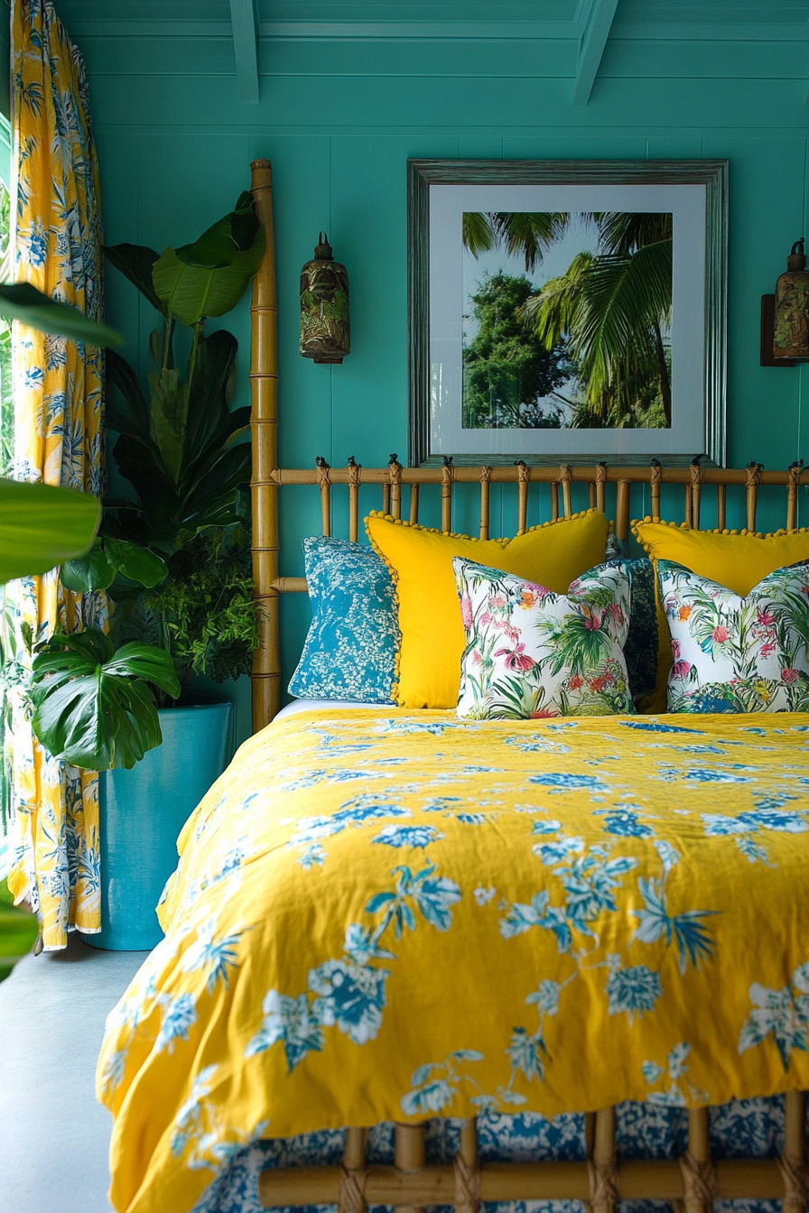 8. Tropical Paradise (Yellow And Blue Bedroom Ideas) - Yellow And Blue Bedroom Ideas