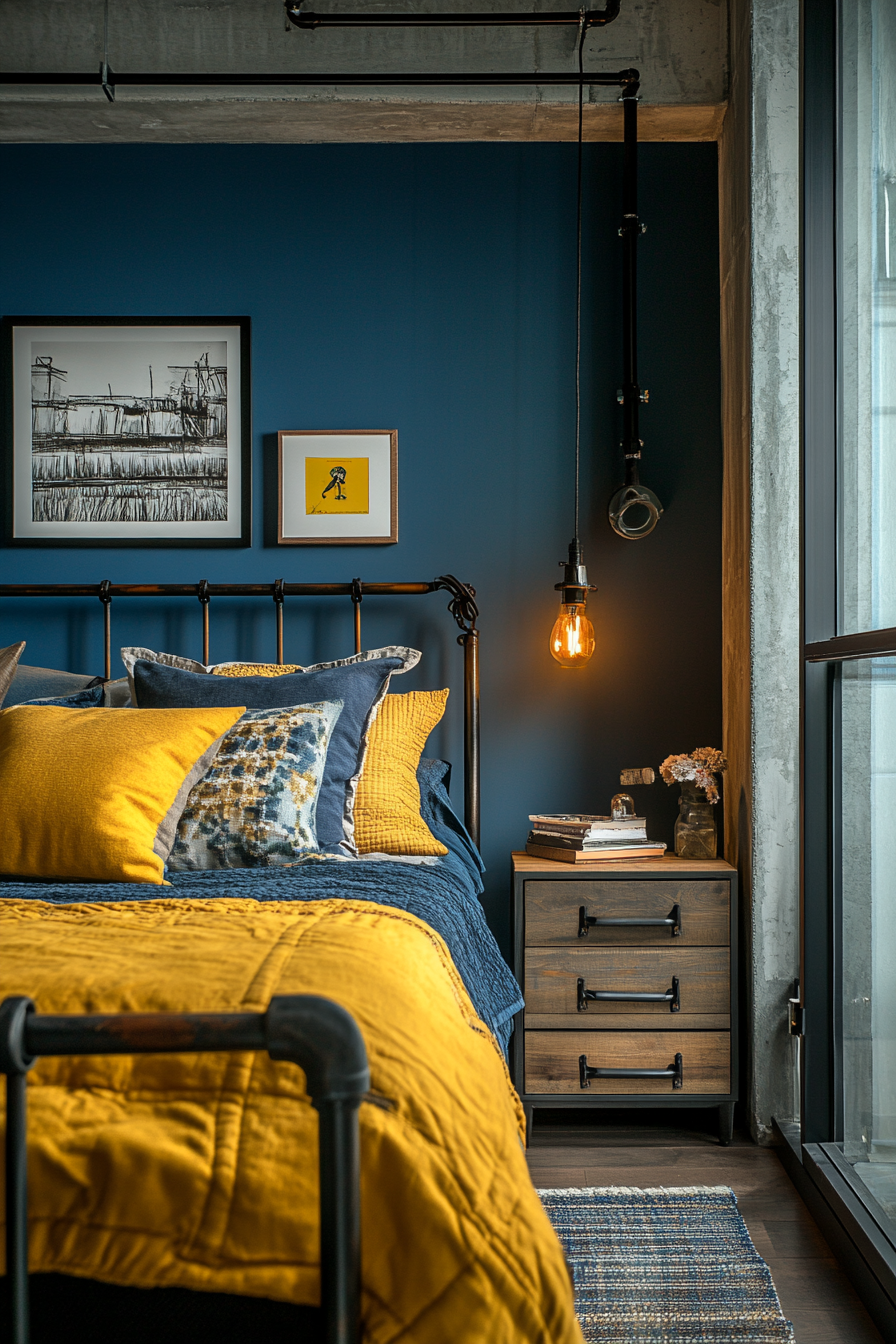 18. Urban Loft (Yellow And Blue Bedroom Ideas) - Yellow And Blue Bedroom Ideas