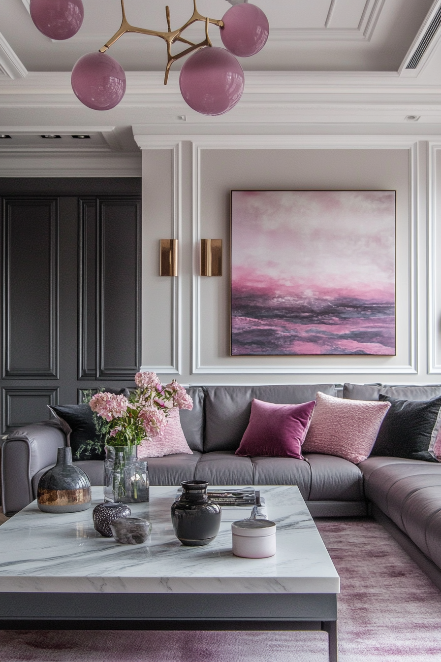 14. Urban Luxe (Grey And Pink Living Room Ideas) - Grey And Pink Living Room Ideas
