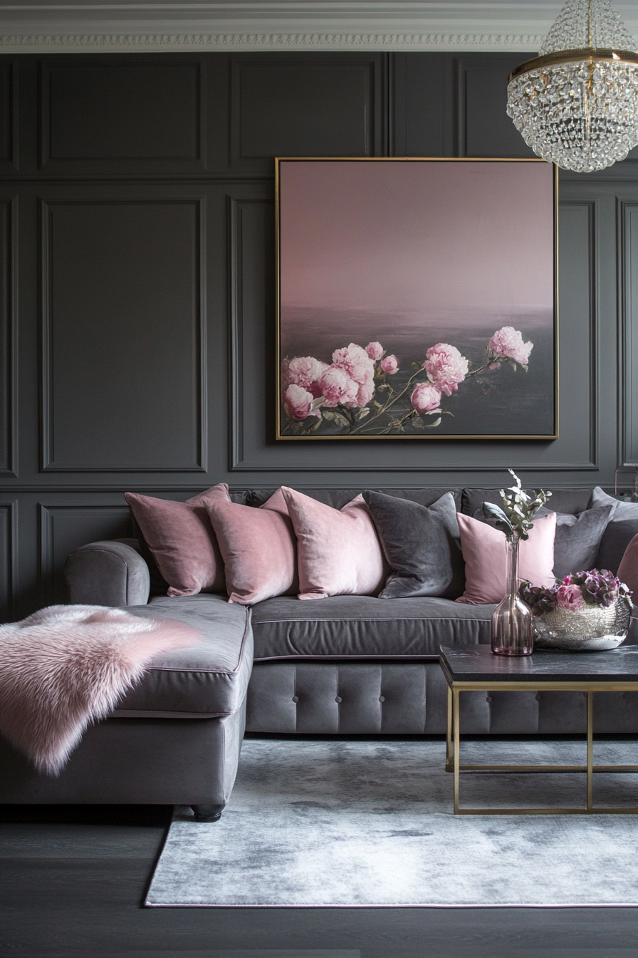 24. Regal Luxe (Grey And Pink Living Room Ideas) - Grey And Pink Living Room Ideas