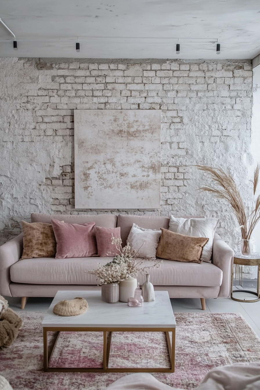 27. Soft Industrial Elegance (Grey And Pink Living Room Ideas) - Grey And Pink Living Room Ideas