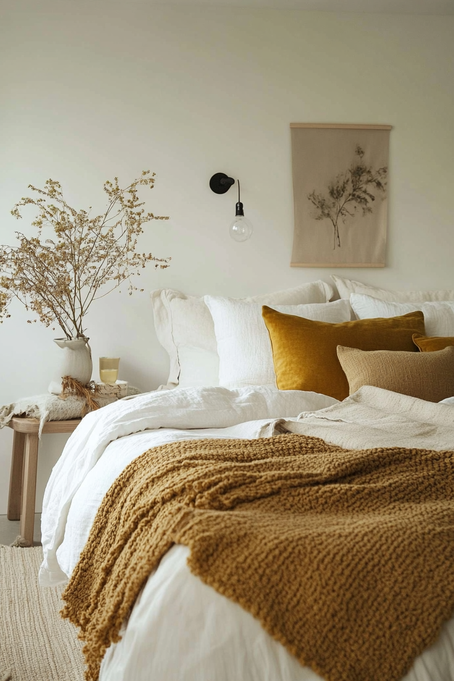 25. Muted Mustard Delight (Scandinavian Bedroom Ideas) - Scandinavian Bedroom Ideas