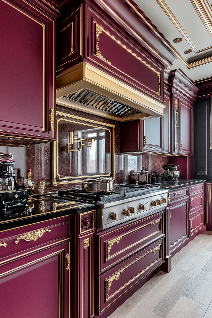 16. Regal Burgundy Sophistication (Classic Kitchen Ideas) - Classic Kitchen Ideas