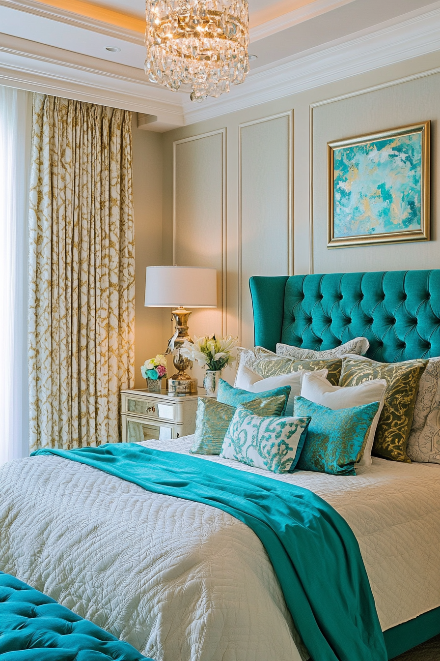 3. Classic Elegance (Turquoise Bedroom Ideas) - Turquoise Bedroom Ideas
