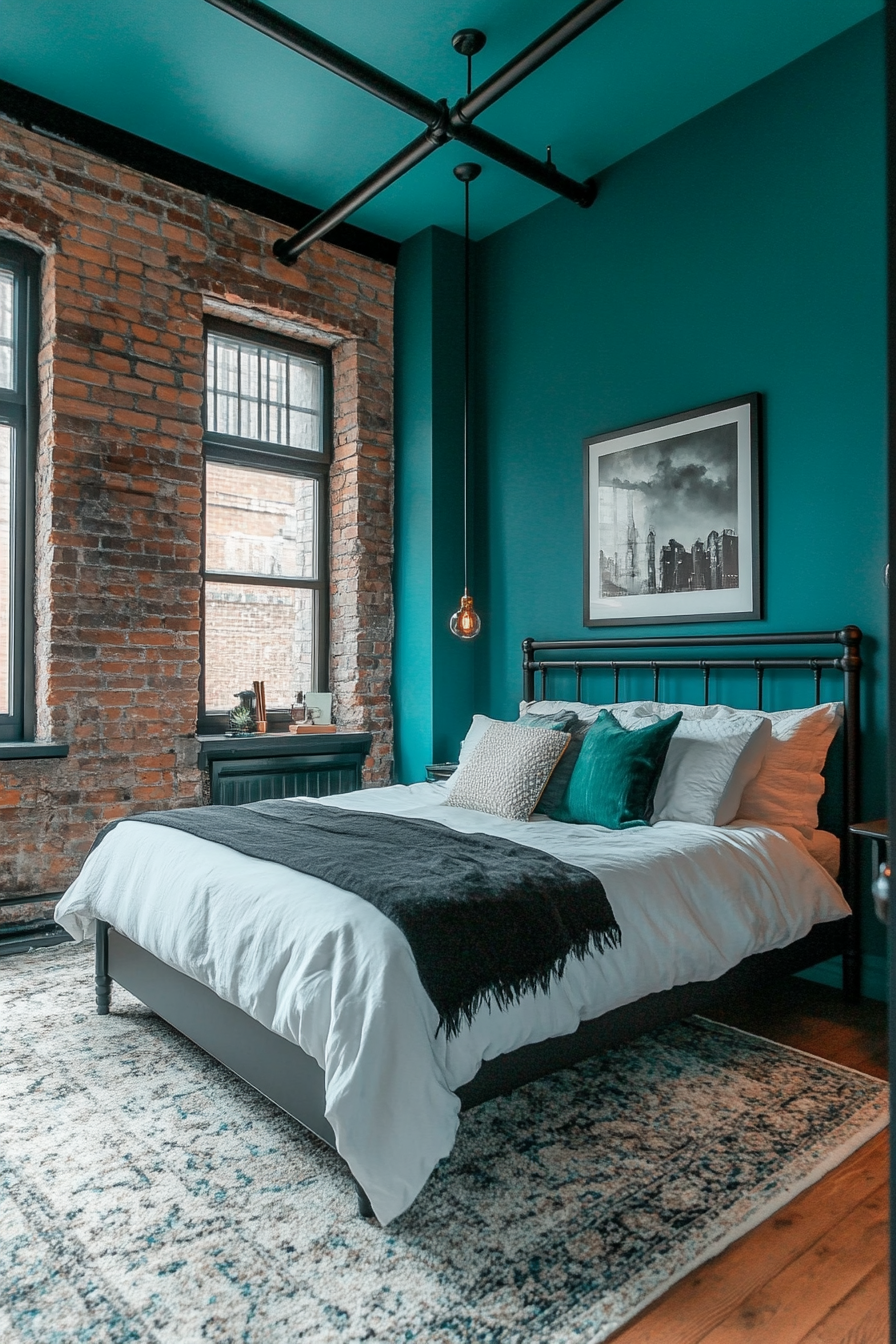 10. Industrial Edge (Turquoise Bedroom Ideas) - Turquoise Bedroom Ideas
