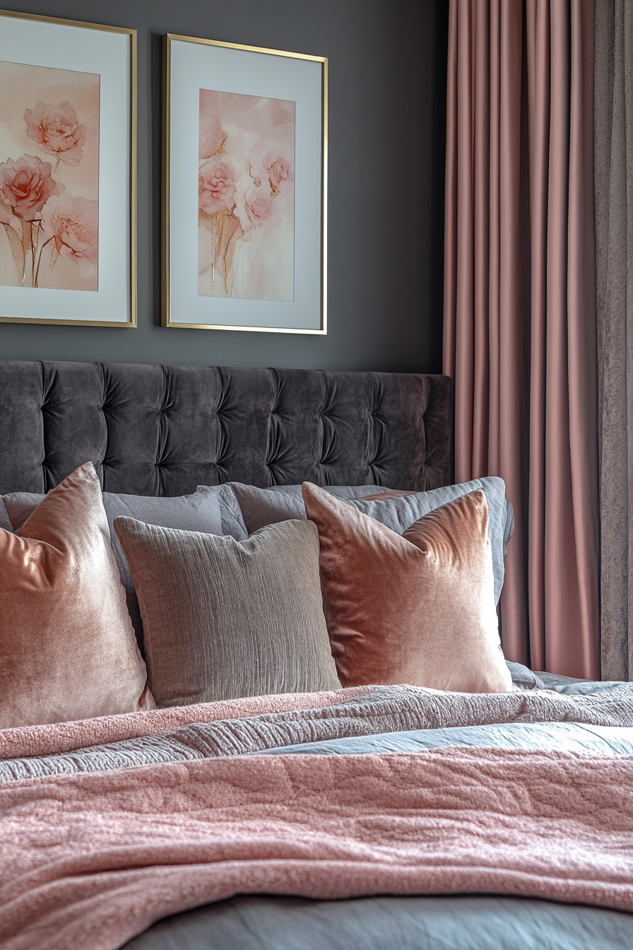 20. Roséwood and Graphite Regal Statement (Pink And Grey Bedroom Ideas) - Pink And Grey Bedroom Ideas