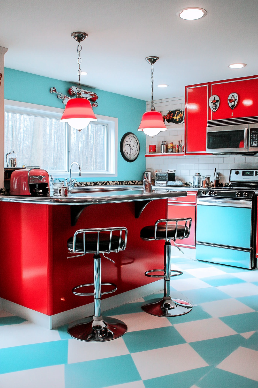 1. Classic 1950s Diner Kitchen (Vintage Kitchen Ideas) - Vintage Kitchen Ideas