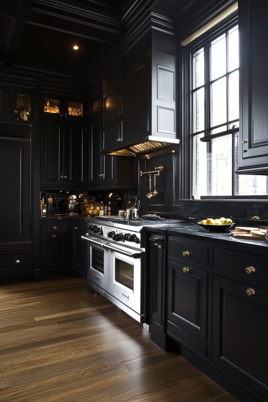 17.  Charcoal Black Sophistication (Black Kitchen Cabinets Ideas) - Black Kitchen Cabinets Ideas